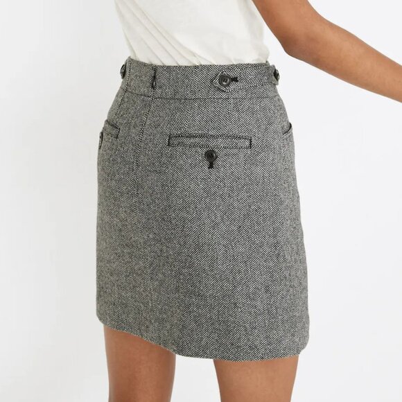 New Madewell Wool Blend Herringbone Assembly Mini Skirt Gray 4, S - Picture 2 of 9
